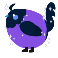 A blurple and tumblr chicken with a head pattern