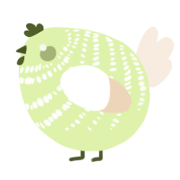A apple and cream chicken with a bar pattern