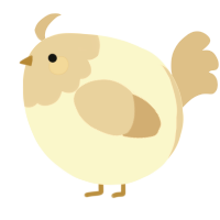 A cream and beige chicken with a head pattern