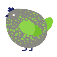 A ash and grass chicken with a speckle pattern