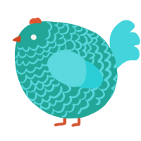 A turquoise and aqua chicken with a lace pattern