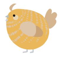 A honey and beige chicken with a bar pattern
