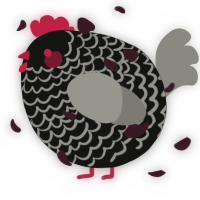 A black and ash chicken with a lace pattern