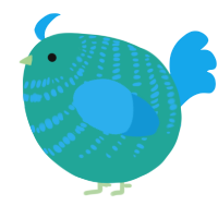 A turquoise and sky chicken with a bar pattern