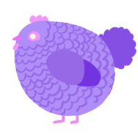 A lilac and blurple chicken with a lace pattern