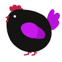 A black and amethyst chicken