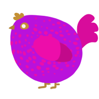 A amethyst and fuchsia chicken with a speckle pattern