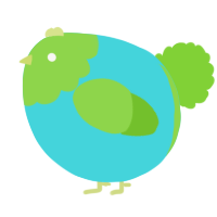 A aqua and grass chicken with a head pattern