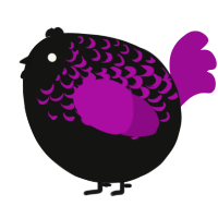 A black and plum chicken with a half-lace pattern