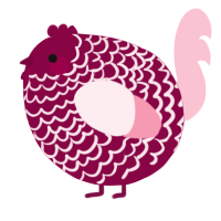 A maroon and rose chicken with a lace pattern
