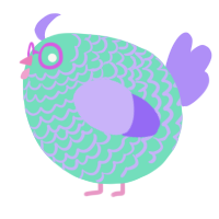 A mint and lilac chicken with a lace pattern