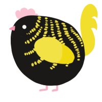 A sable and yellow chicken with a half-bar pattern