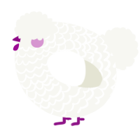 A white chicken with a lace pattern