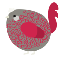 A ash and crimson chicken with a double-lace pattern