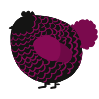 A black and wine chicken with a lace pattern