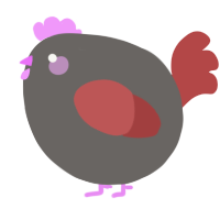 A grey and red chicken