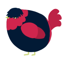 A tumblr and crimson chicken with a head pattern