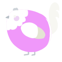 A lavender and white chicken with a head pattern