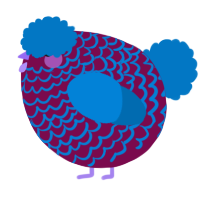 A wine and sapphire chicken with a lace pattern