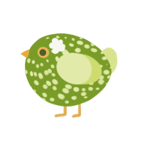 A chartreuse and lemon chicken with a speckle pattern