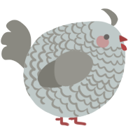 A silver and ash chicken with a lace pattern