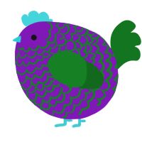 A violet and leaf chicken with a lace pattern