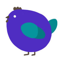A indigo and teal chicken