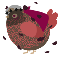 A bark and red chicken with a double-lace pattern