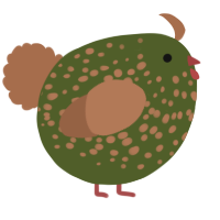 A olive and brown chicken with a speckle pattern