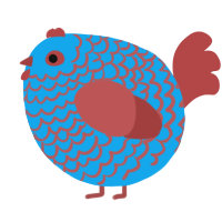 A sky and red chicken with a lace pattern