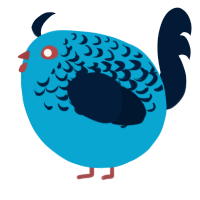 A cerulean and tumblr chicken with a half-lace pattern