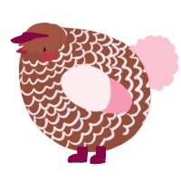 A russet and rose chicken with a lace pattern