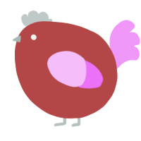 A red and lavender chicken