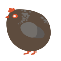 A bark and grey chicken with a neck-speckle pattern