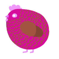 A fuchsia and russet chicken with a lace pattern