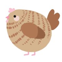 A beige and brown chicken with a bar pattern