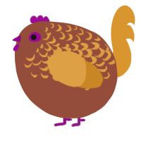 A russet and orange chicken with a half-lace pattern