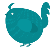 A teal chicken with a bar pattern