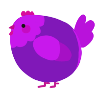 A violet and amethyst chicken with a head pattern