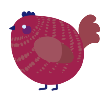 A crimson and red chicken with a bar pattern