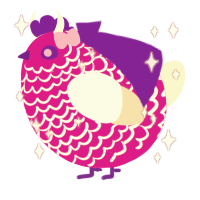 A fuchsia and cream chicken with a lace pattern