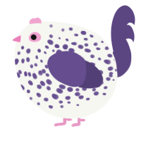 A white and overcast chicken with a speckle pattern