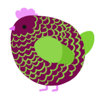 A wine and grass chicken with a lace pattern