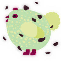 A gluppy and lemon chicken with a speckle pattern