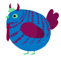 A sapphire and wine chicken with a bar pattern