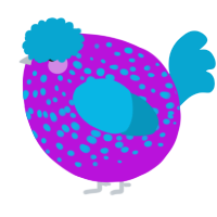 A amethyst and cerulean chicken with a speckle pattern