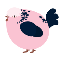 A rose and tumblr chicken with a neck-speckle pattern