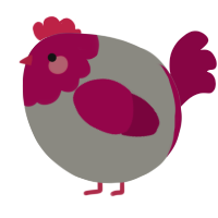 A ash and maroon chicken with a head pattern