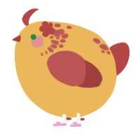A honey and red chicken with a neck-speckle pattern