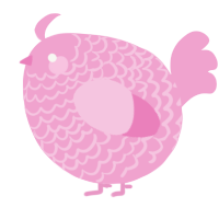 A pink chicken with a lace pattern